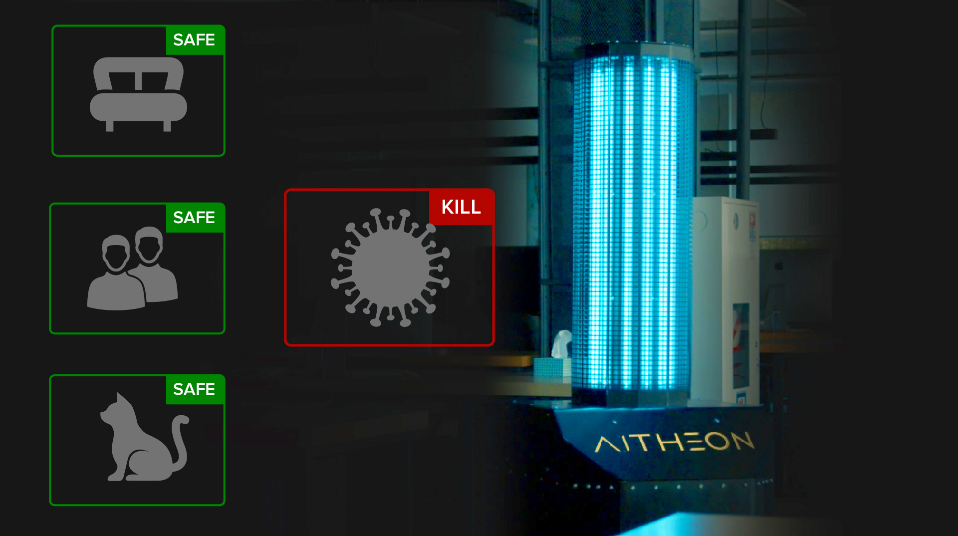 UVC Lamps in Aitheon Disinfection Robots. Are They Safe for Animals, Furniture, and Surfaces? 